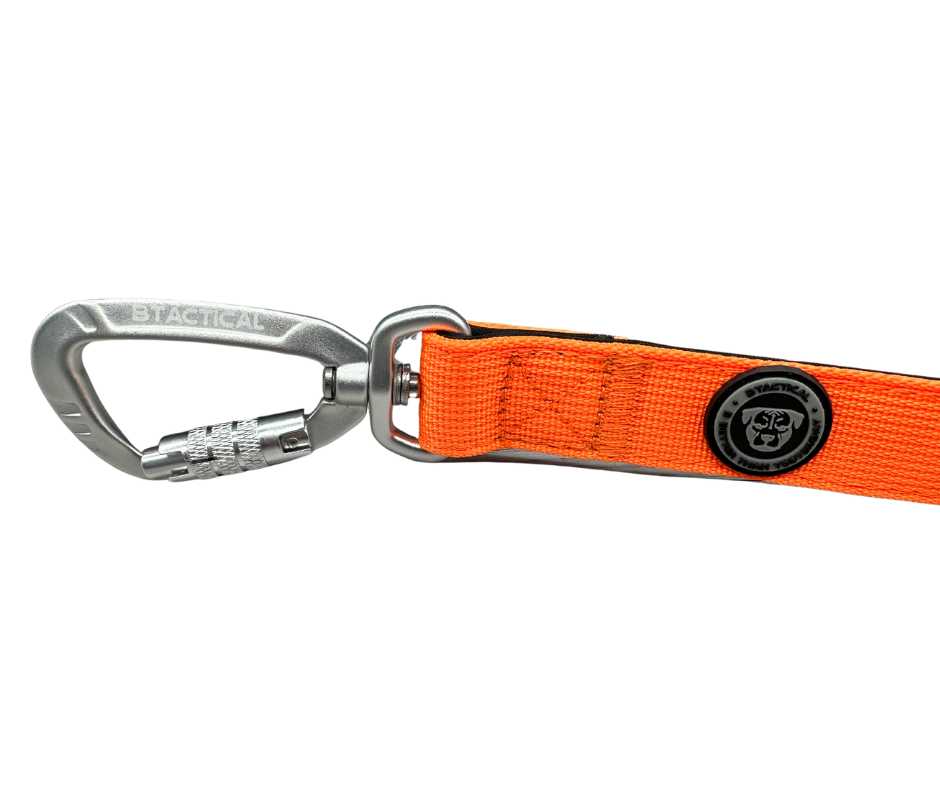 Nylon BTactical™ Carabiner Clip Lead | Citrus Orange - The Bark Market