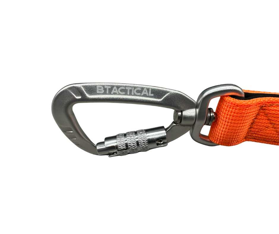 Nylon BTactical™ Carabiner Clip Lead | Citrus Orange - The Bark Market