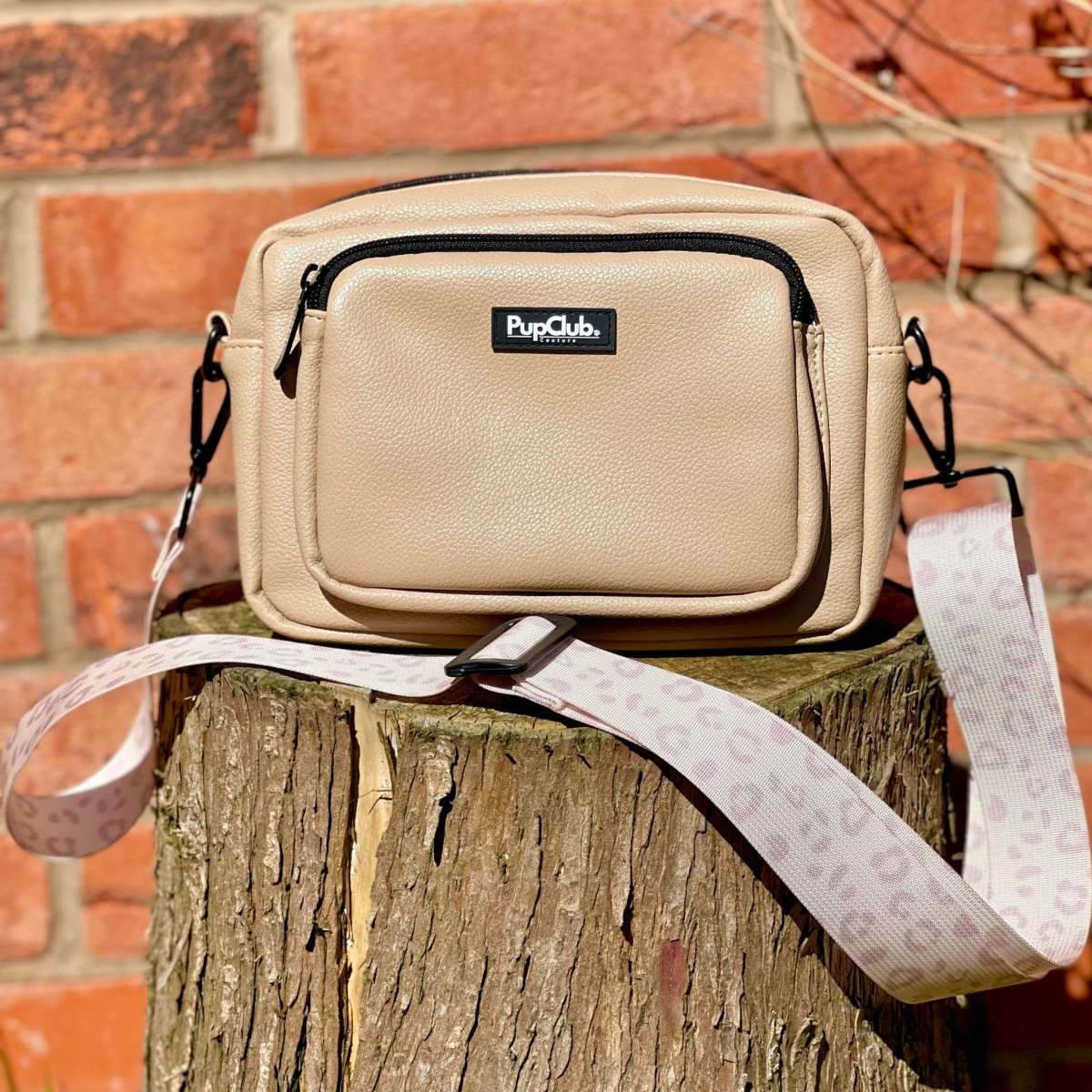 Crossbody Dog Walking Bag - Vegan Leather Tan - The Bark Market