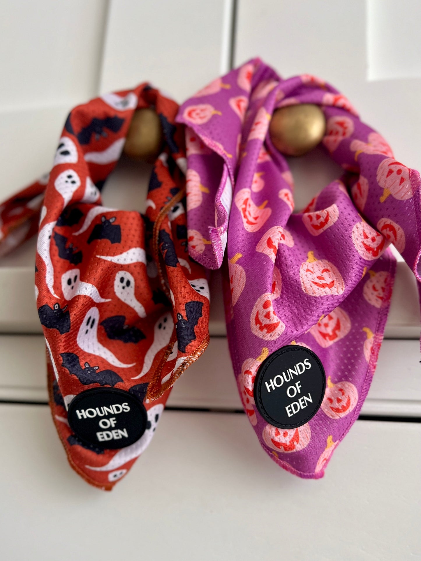 Orange Bats + Ghosts Halloween Dog Bandana 👻 - The Bark Market