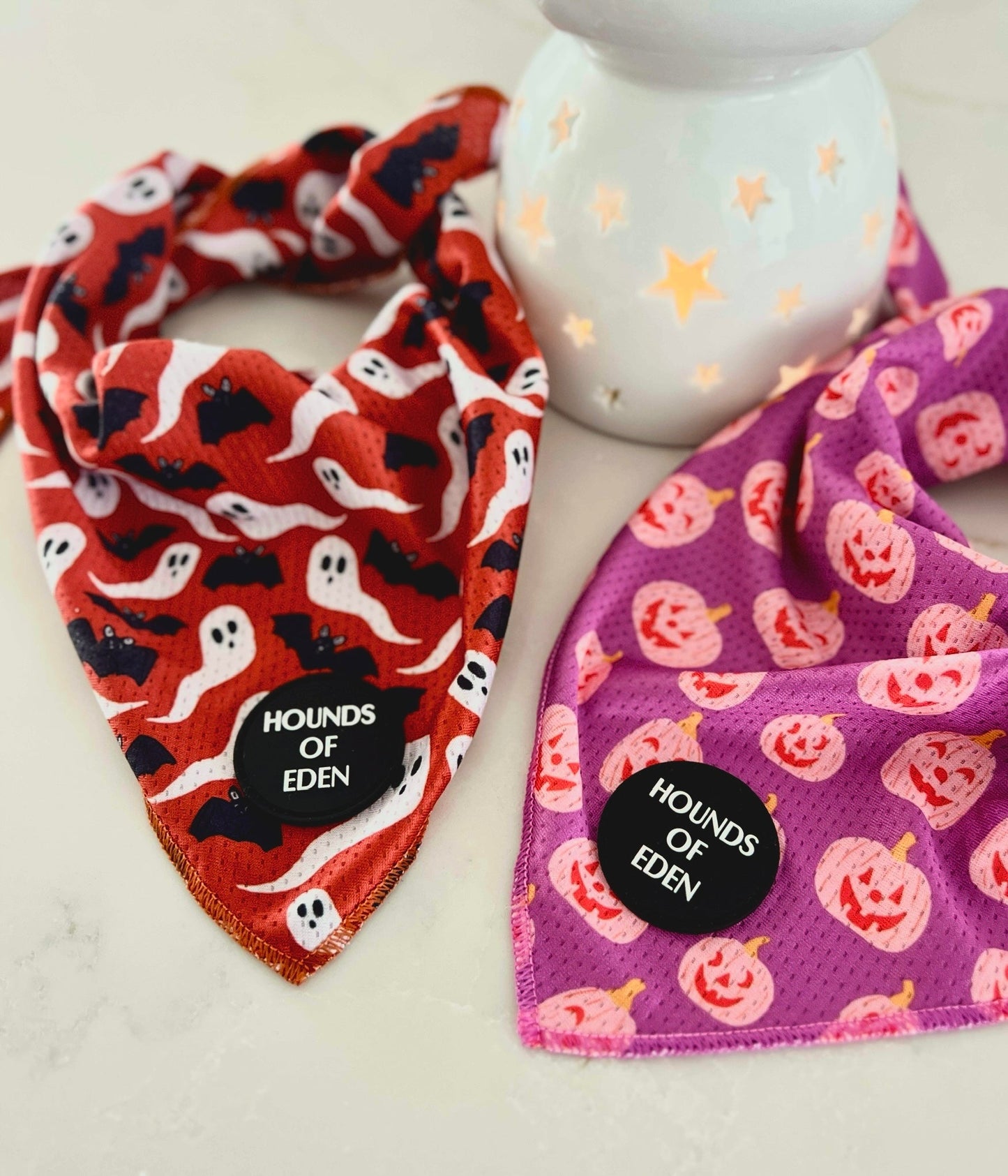 Orange Bats + Ghosts Halloween Dog Bandana 👻 - The Bark Market