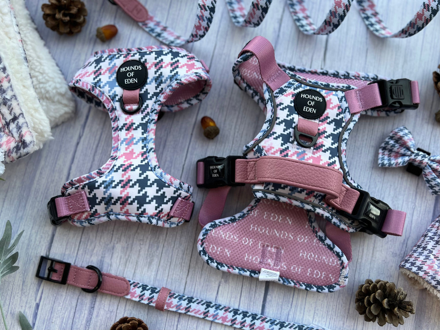 Pink Houndstooth Dog Supaw Strong Lite™ Harness (XS-XL) - The Bark Market