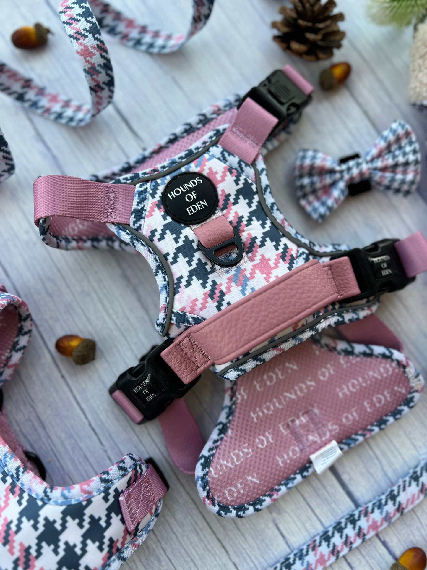 Pink Houndstooth Dog Supaw Strong Lite™ Harness (XS-XL) - The Bark Market