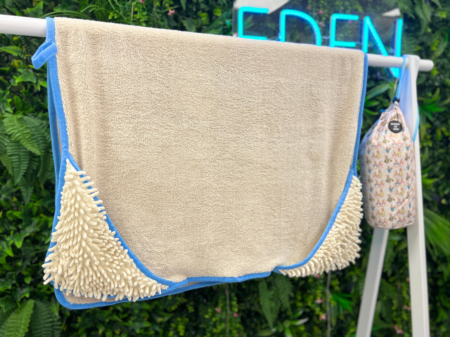 Bunny Tales Blue - Dog Towel + Carry Bag - The Bark Market