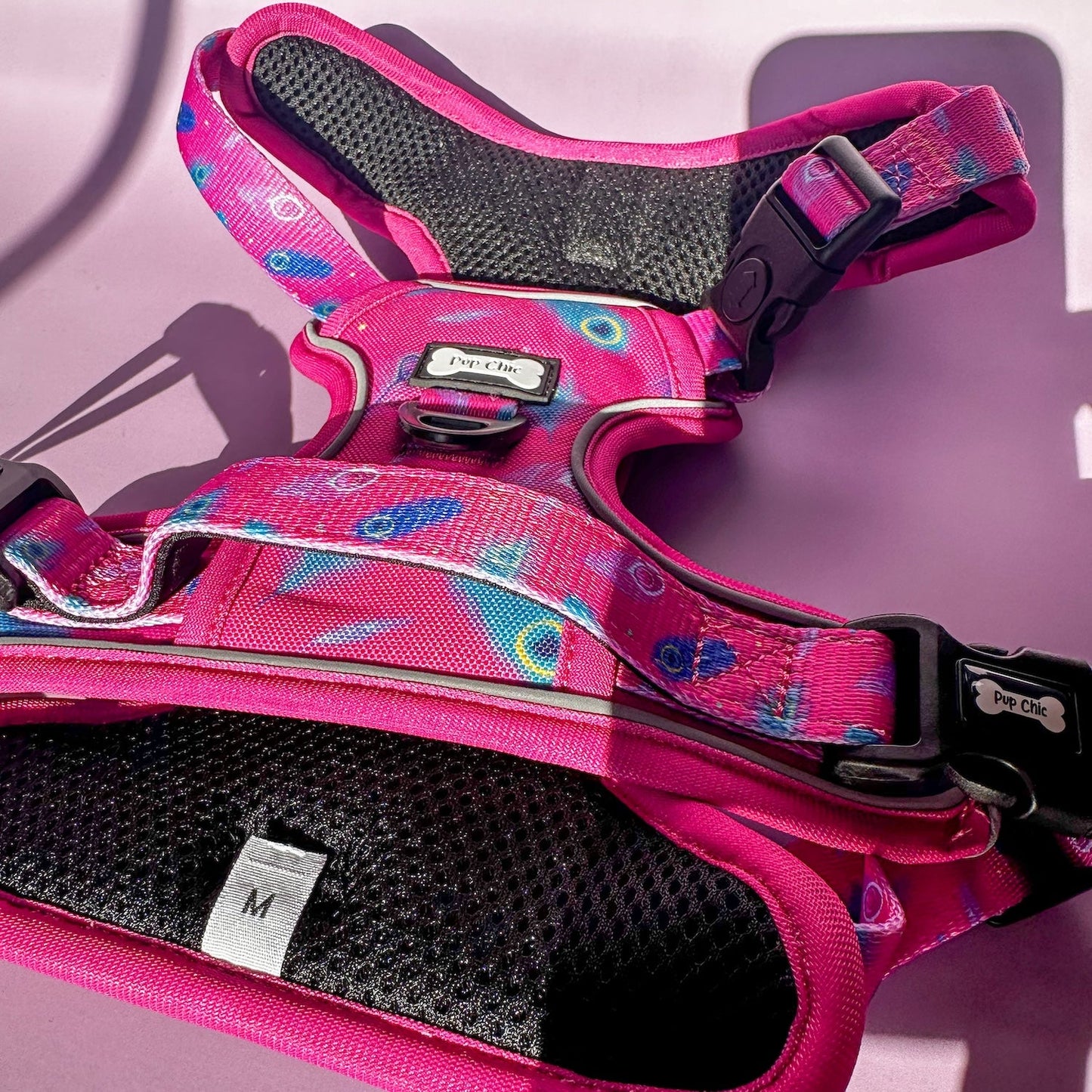 Peacock Power No Pull Tactical Dog Harness β Pink Peacock Feather Print, Adjustable, Step-In (Small-XL) - The Bark Market