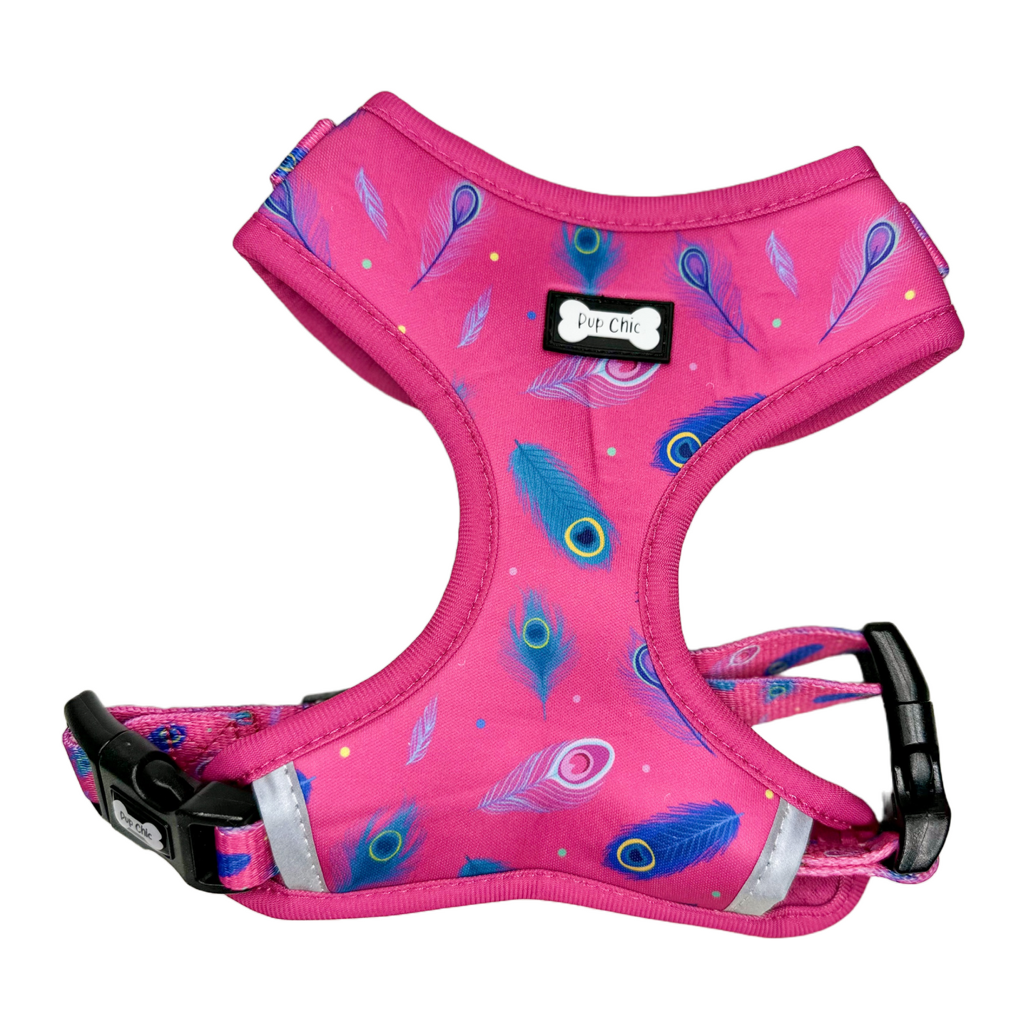 Peacock Power Adjustable Dog Harness - hot pink peacock feather dog harness - The Bark Market