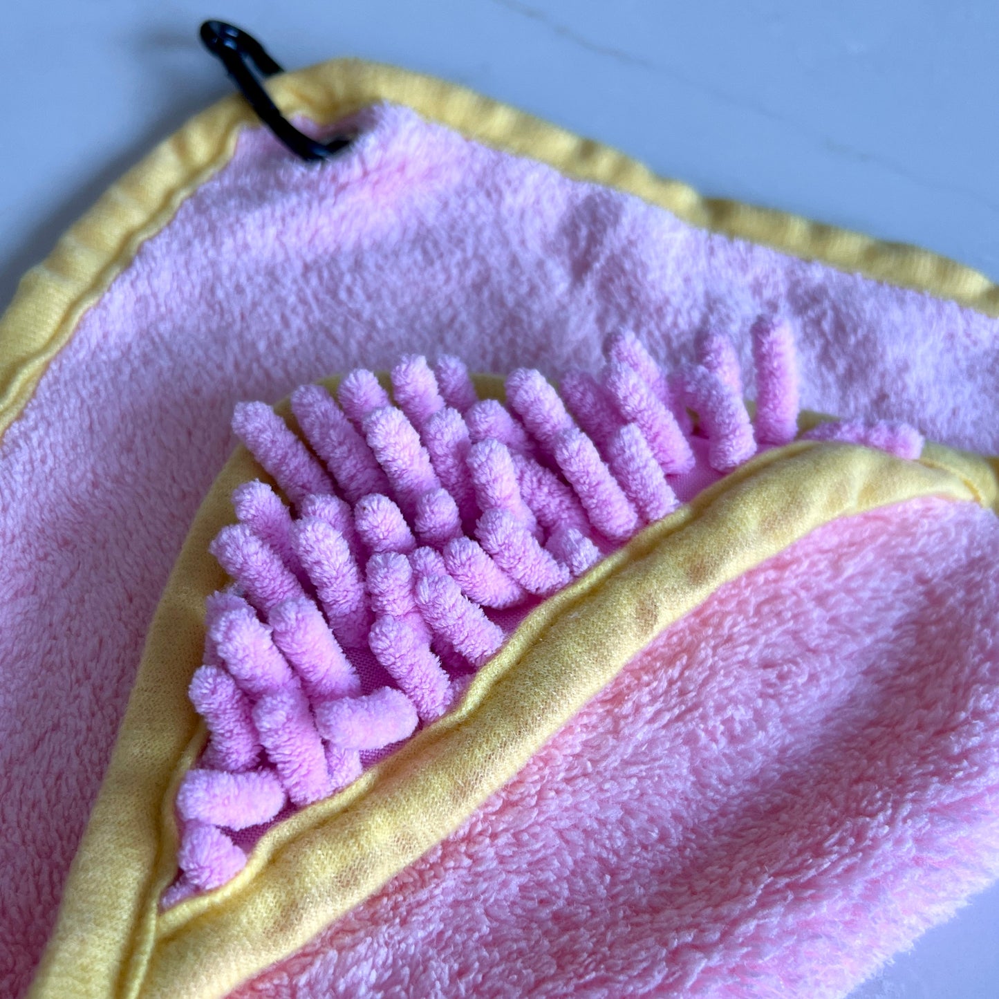 Mini Dog Towel + Clip, Pink & Yellow - The Bark Market