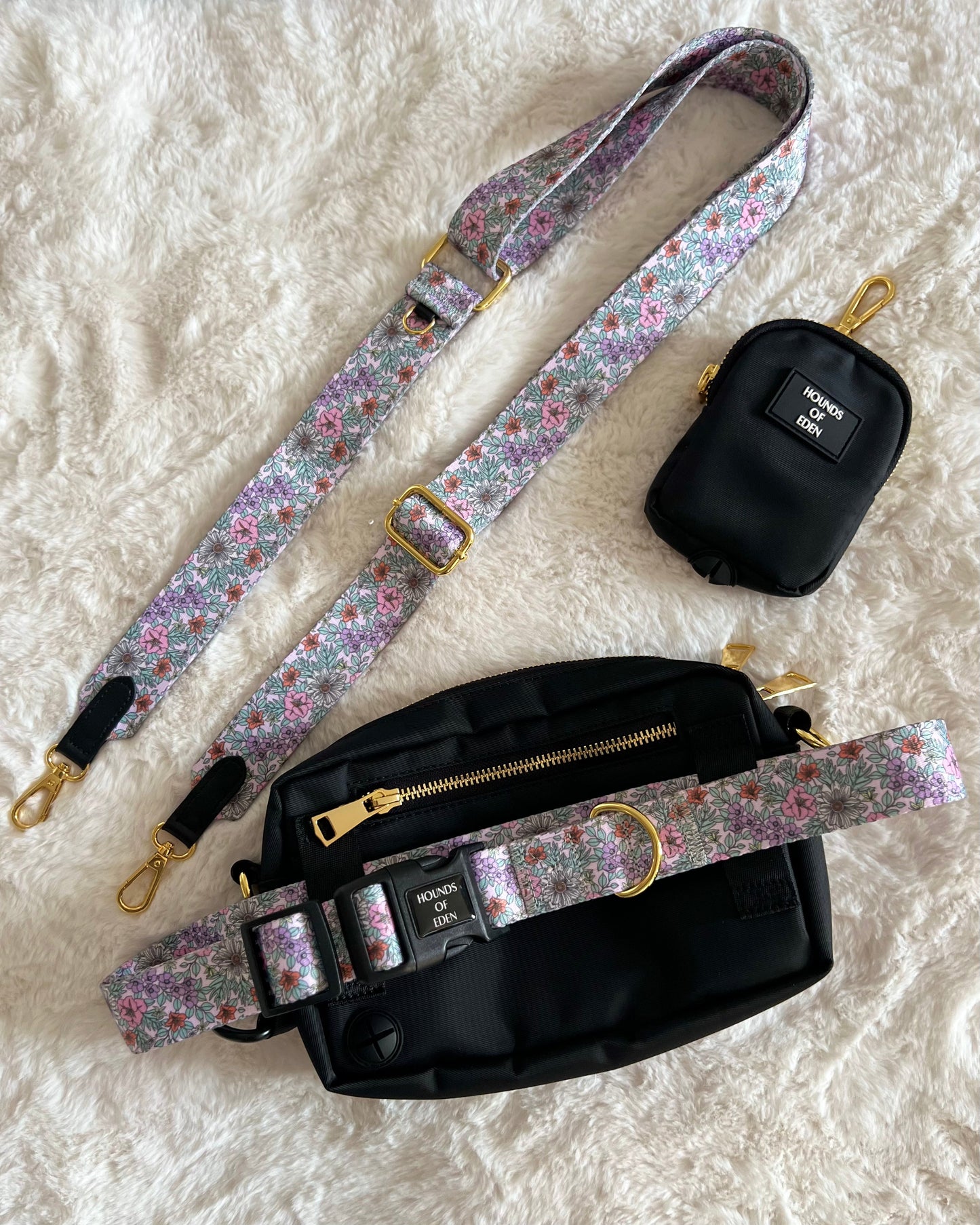 Clip on Dog Treat & Poop bag Pouch - Black - Gold Hardware - The Bark Market