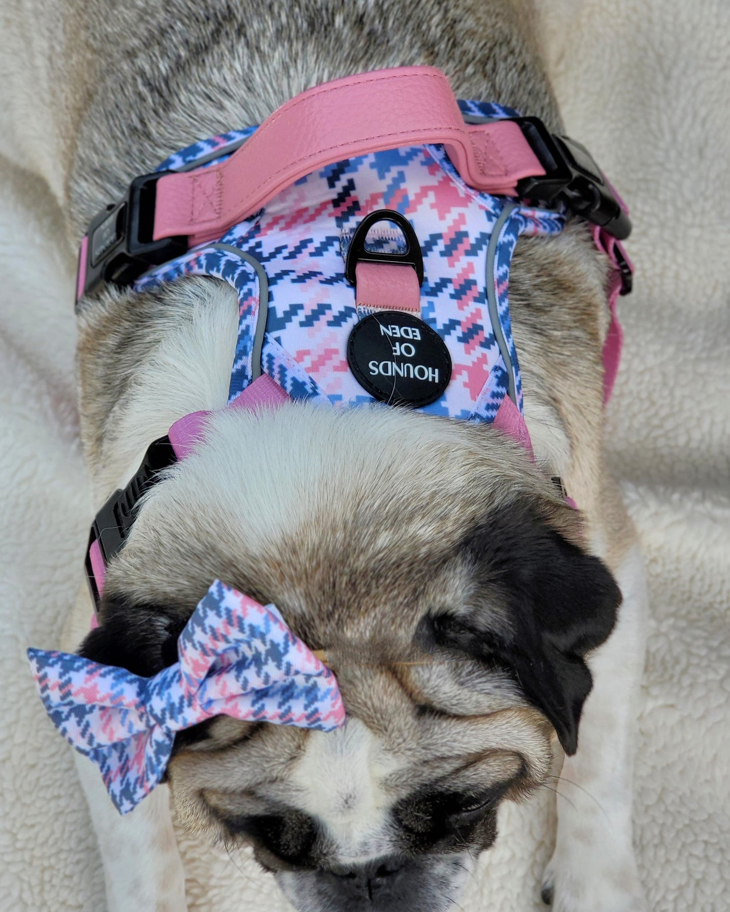 Pink Houndstooth Dog Supaw Strong Lite™ Harness (XS-XL) - The Bark Market