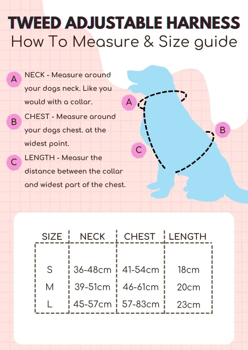 Tweed Adjustable Harness - Blue - The Bark Market