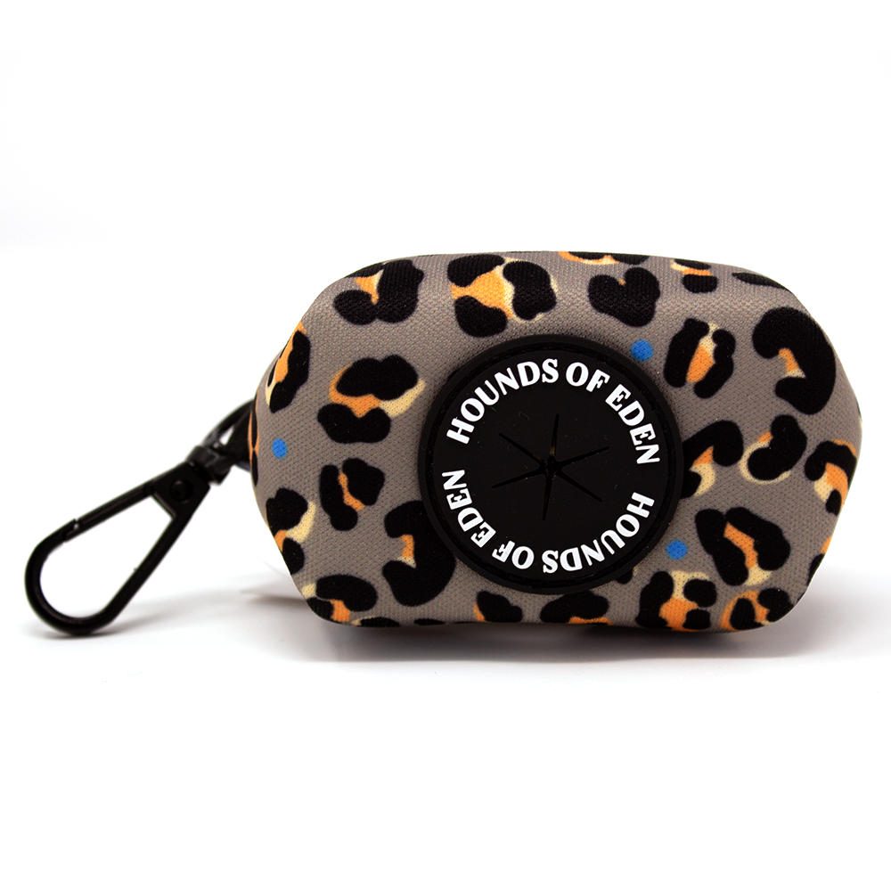 'Steel Leopard' - Khaki/Grey Poop Bag Holder - The Bark Market