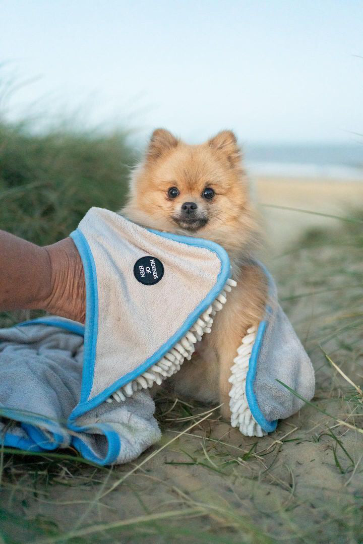 Bunny Tales Blue - Dog Towel + Carry Bag - The Bark Market