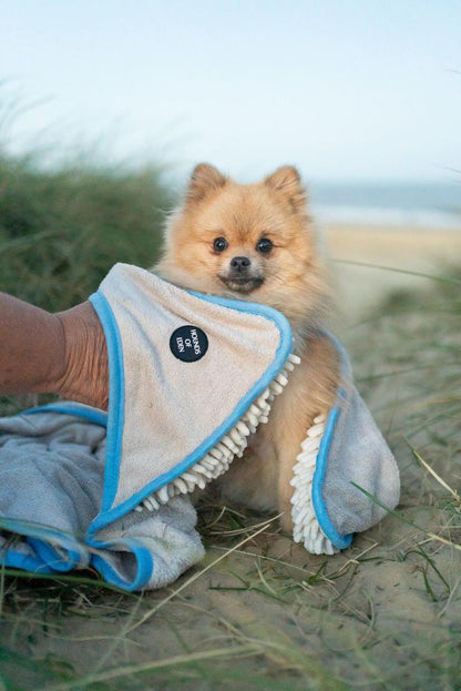 Bunny Tales Blue - Dog Towel + Carry Bag - The Bark Market