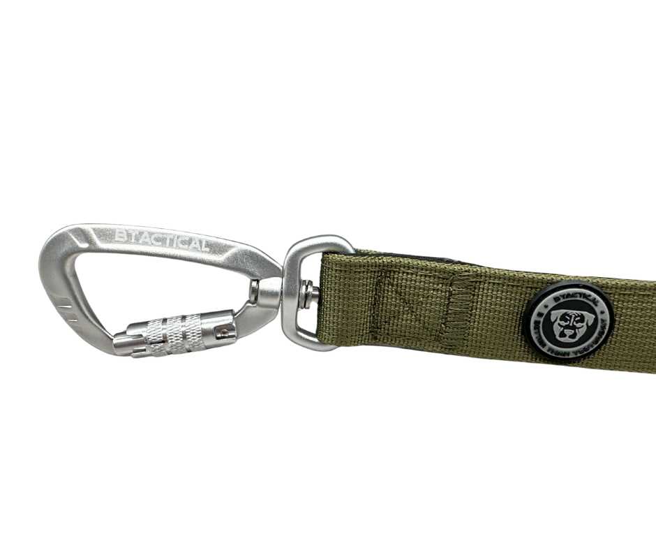Nylon BTactical™ Carabiner Clip Lead | Khaki Green - The Bark Market
