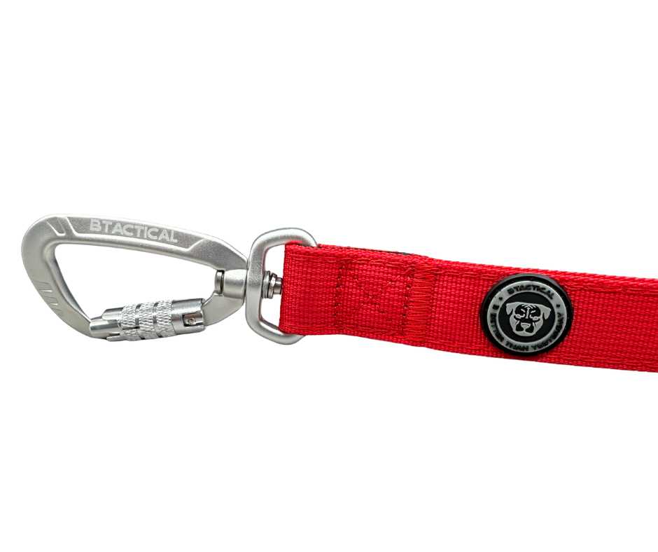 Nylon BTactical™ Carabiner Clip Lead | Citrus Red - The Bark Market