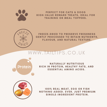 Ducky Delights - 100% Freeze-Dried Duck Treats | Novel Protein | Tail Tips UK | 40g pack