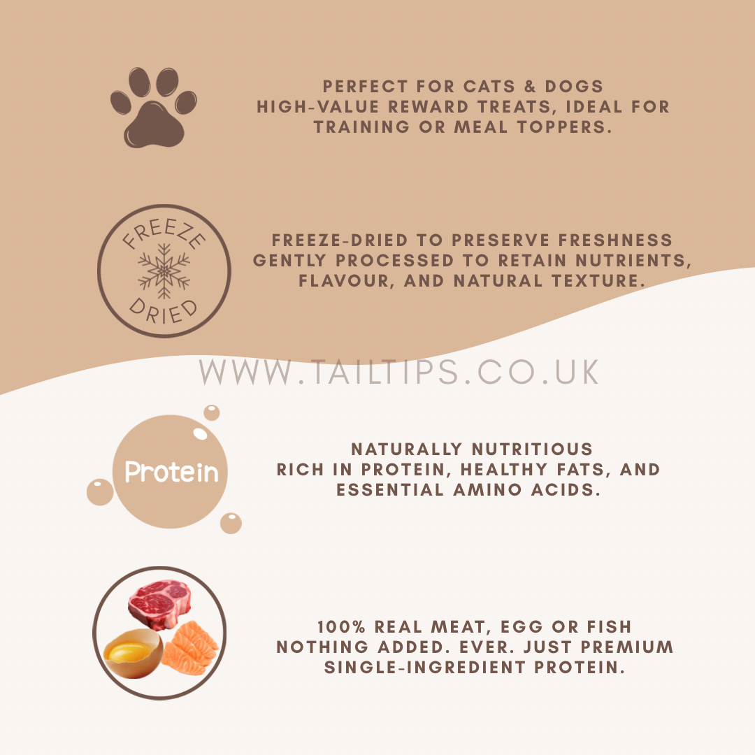 Tail Tips UK Yolky Drops - 100% Freeze-Dried Quail Egg Yolk Treats Gourmet Meal Enhancement for Pets