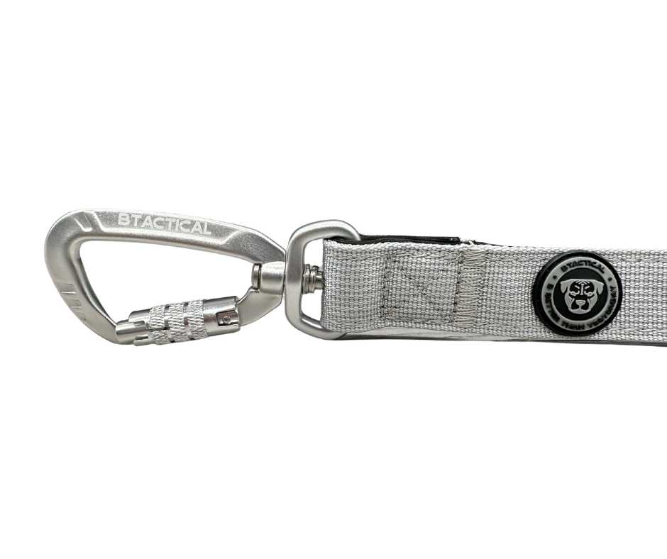 Nylon BTactical™ Carabiner Clip Lead | Misty Grey - The Bark Market