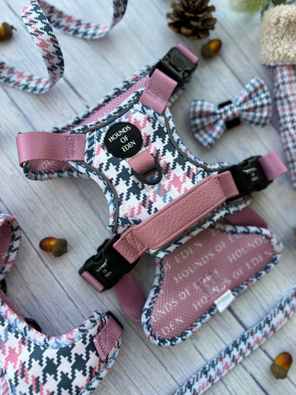 Pink Houndstooth Leather Dog Collar - The Bark Market