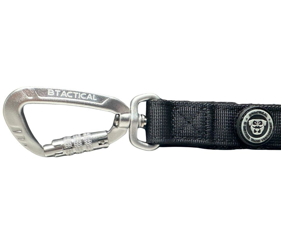 Nylon BTactical™ Carabiner Clip Lead | Midnight Black - The Bark Market