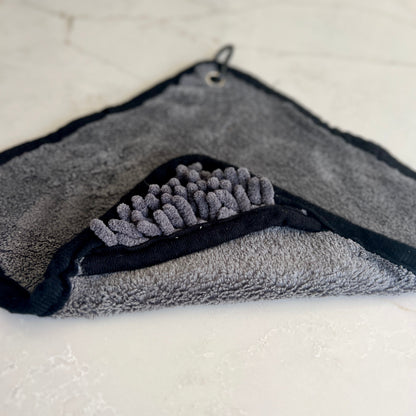 Mini Dog Towel + Clip, Grey & Black - The Bark Market