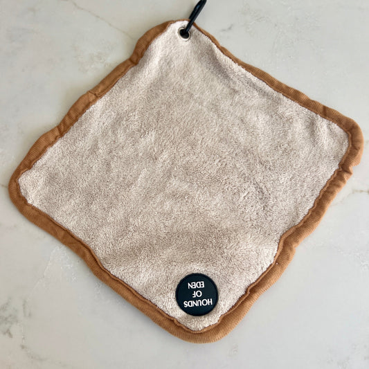 Mini Dog Towel + Clip, Beige & Brown - The Bark Market