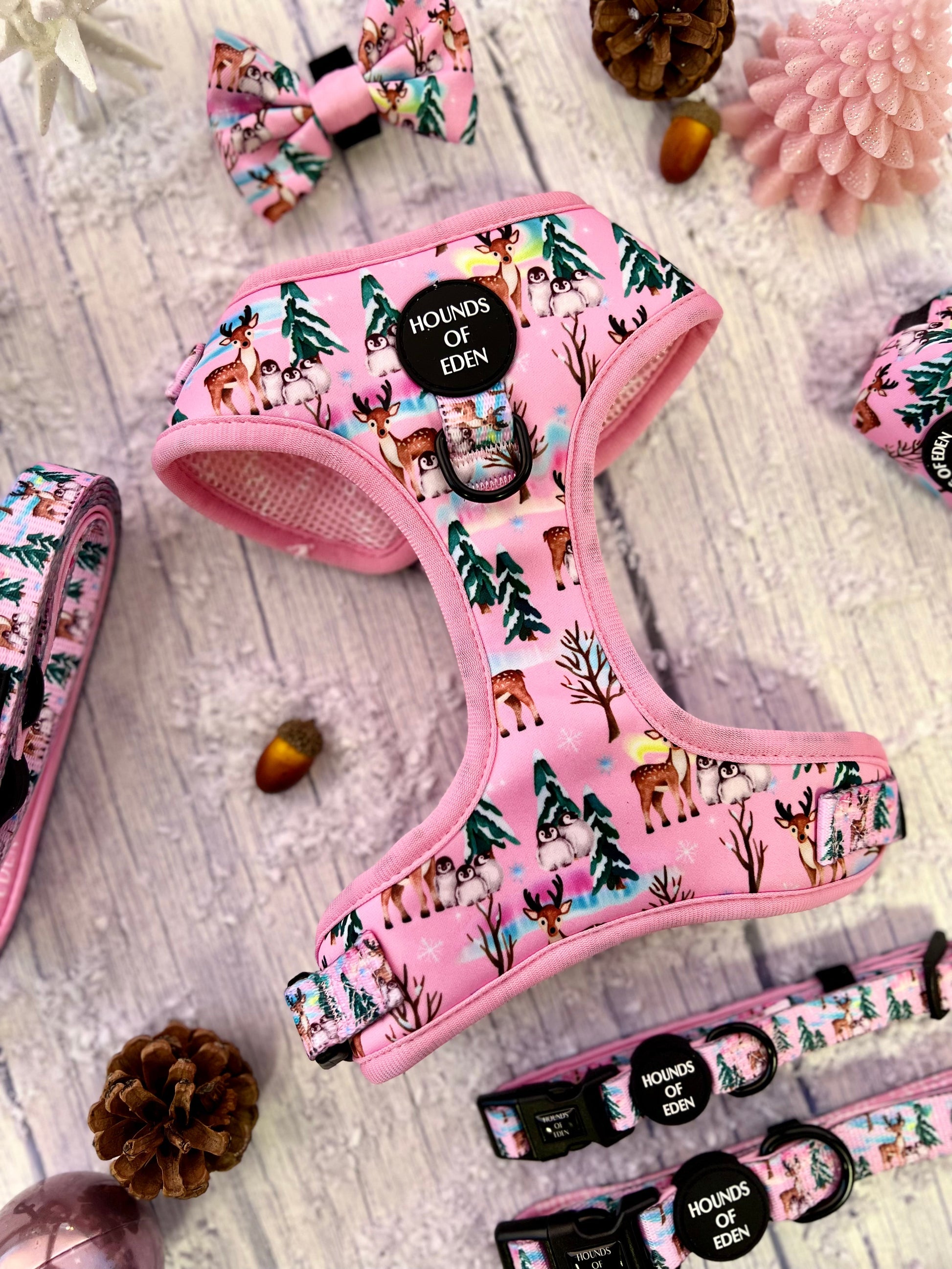 Aurora Nights - Pink Penguin Design Dog Harness - The Bark Market
