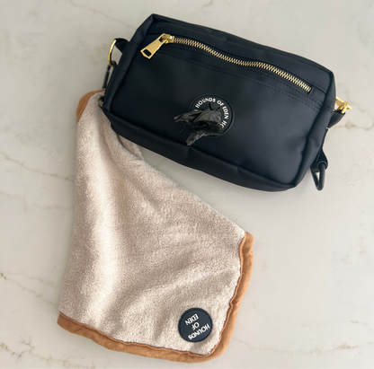 Mini Dog Towel + Clip, Beige & Orange - The Bark Market