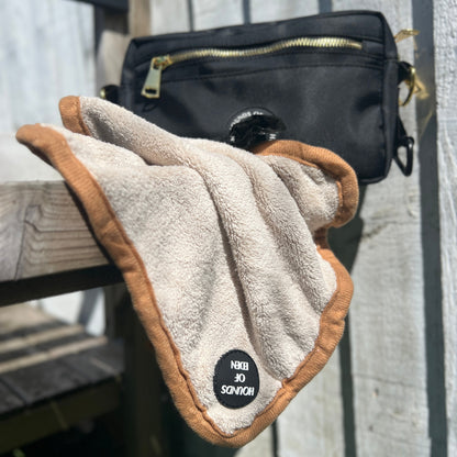 Mini Dog Towel + Clip, Beige & Brown - The Bark Market