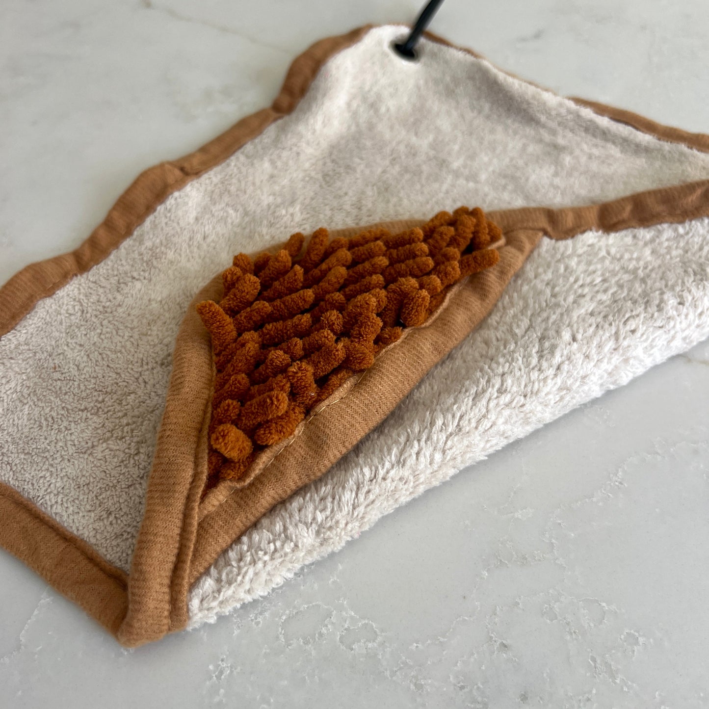 Mini Dog Towel + Clip, Beige & Brown - The Bark Market
