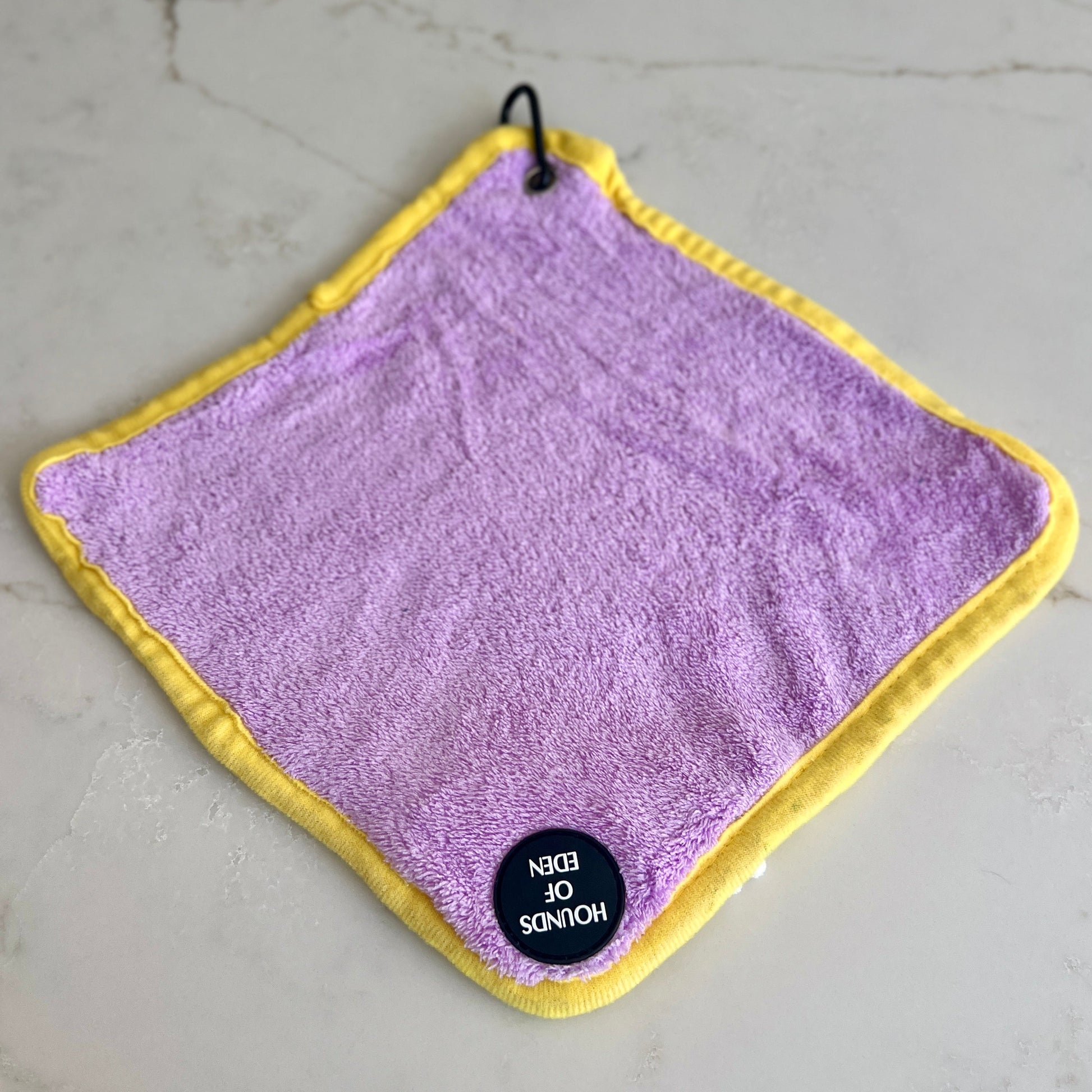 Mini Dog Towel + Clip, Lilac & Yellow - The Bark Market