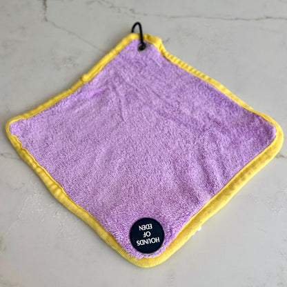 Mini Dog Towel + Clip, Lilac & Yellow - The Bark Market