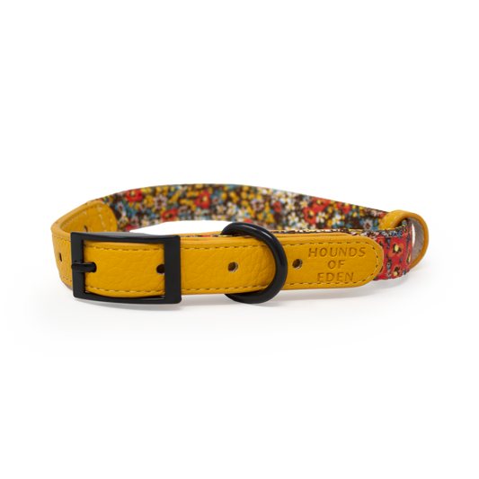 Retro Bloom Leather Dog Collar - The Bark Market