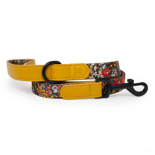 Retro Bloom Leather Dog Lead - The Bark Market