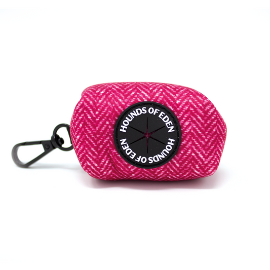 'Bella' - Pink herringbone tweed effect Poop/Treat Bag Holder - The Bark Market