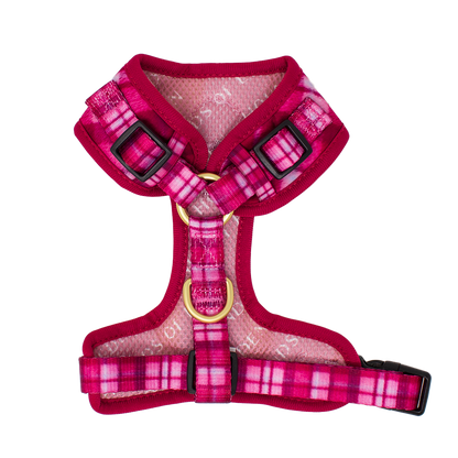 Rose Berry Plaid - Adjustable Dog Harness (XXS-XS) - The Bark Market