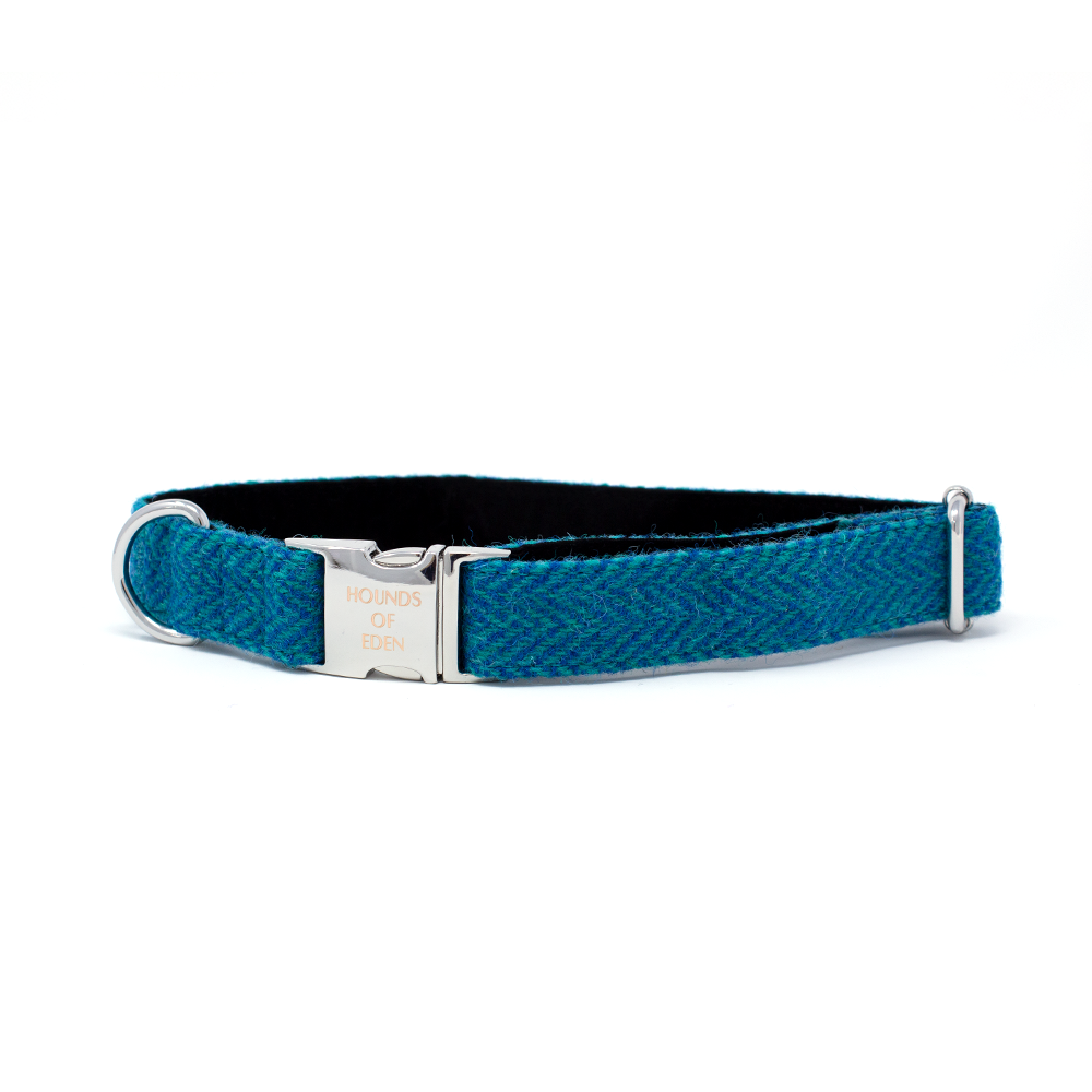 'Bruce' - Blue & Teal Herringbone Dog Harness - The Bark Market