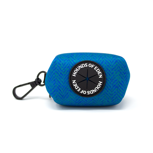 'Bruce' - Blue & Teal herringbone tweed effect Poop/Treat Bag Holder - The Bark Market
