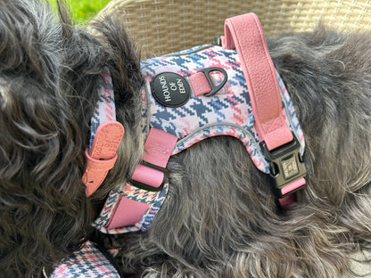 Pink Houndstooth Leather Dog Collar - The Bark Market