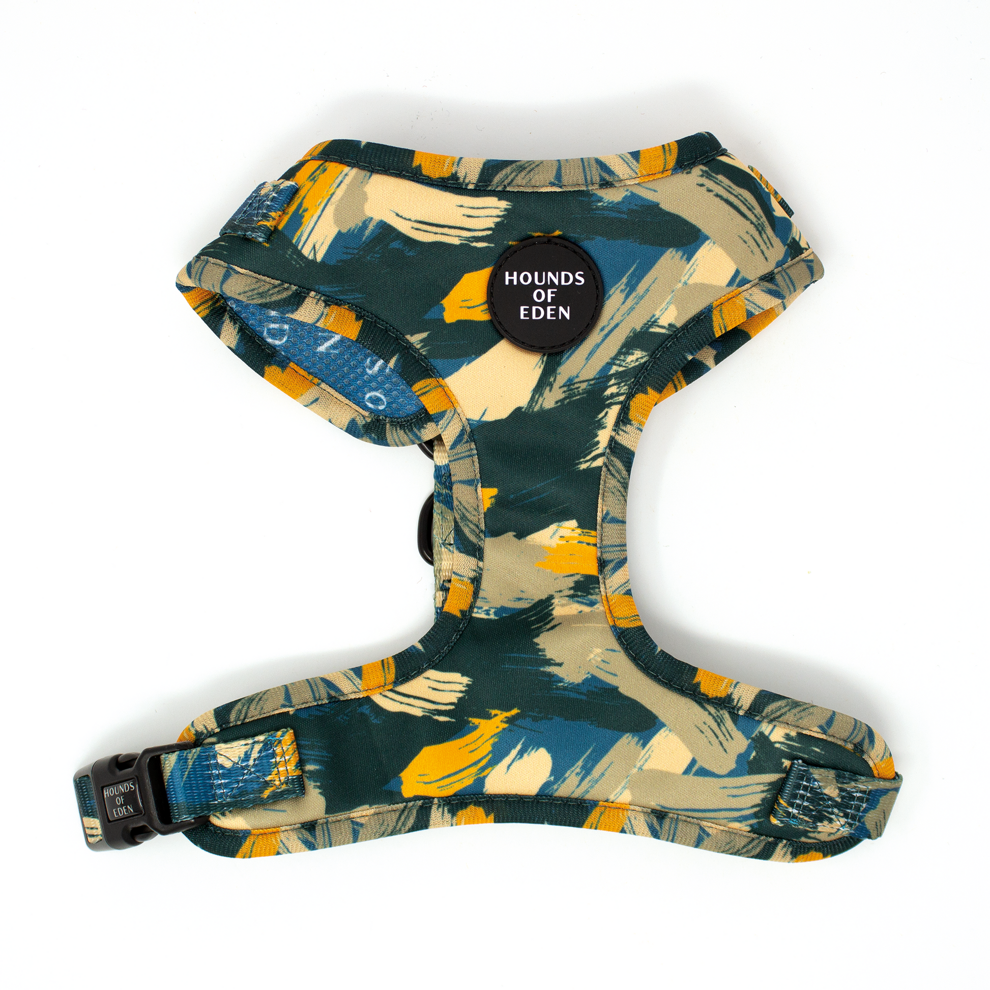 'Brush it Off' - Olive, Blue & Orange Camo Pattern Dog Harness - The Bark Market
