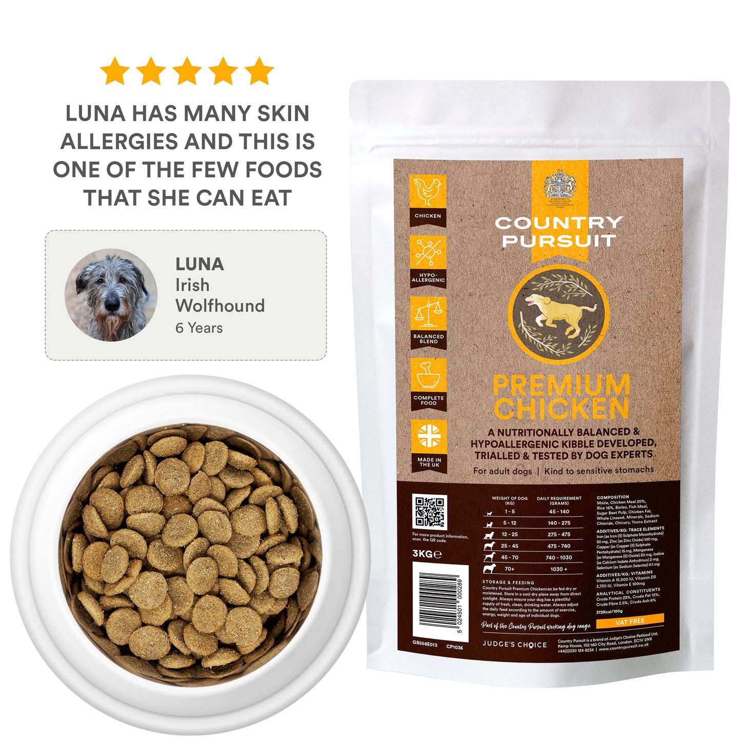 Premium Chicken & Rice Adult Dry Dog Food - The Bark Market