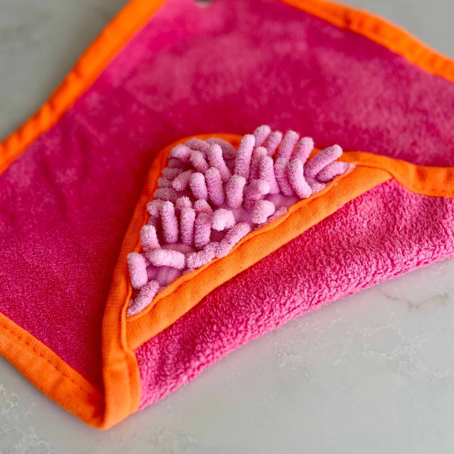 Mini Dog Towel + Clip, Pink & Orange - The Bark Market