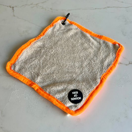 Mini Dog Towel + Clip, Beige & Orange - The Bark Market