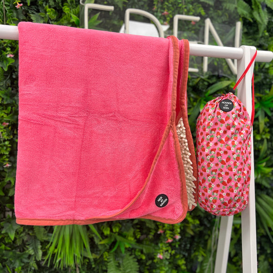 Strawberry Patch - Dog Towel + Carry Bag - The Bark Market