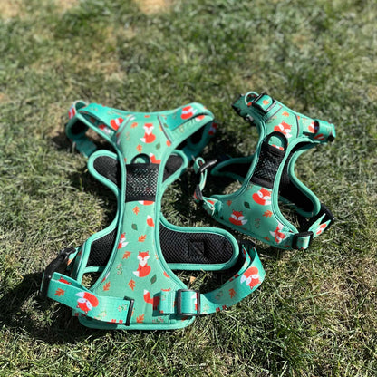 Inquisitive Fox No Pull Tactical Dog Harness – Green Fox Print, Adjustable, Step-In (XS-XL) - The Bark Market