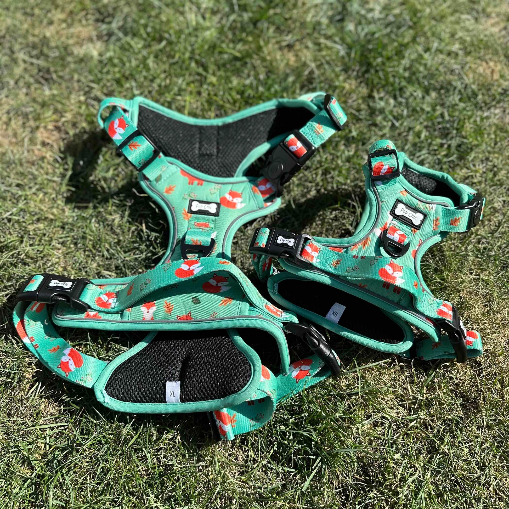 Inquisitive Fox No Pull Tactical Dog Harness – Green Fox Print, Adjustable, Step-In (XS-XL) - The Bark Market