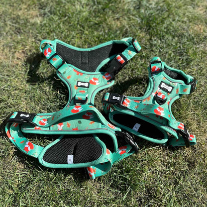 Inquisitive Fox No Pull Tactical Dog Harness – Green Fox Print, Adjustable, Step-In (XS-XL) - The Bark Market