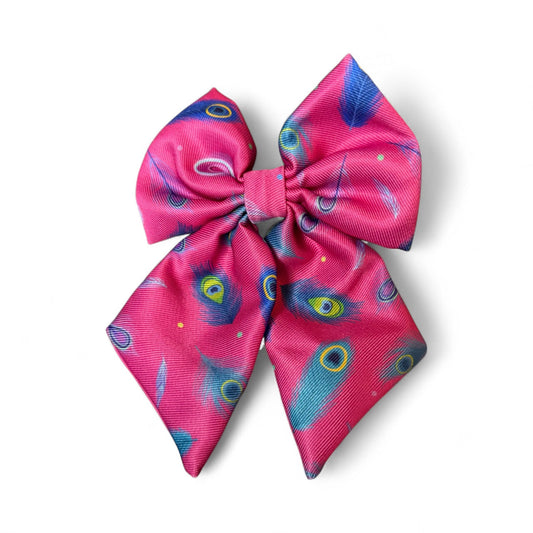 Peacock Power Sailor Bow – Bold, Beautiful & Pretty in Pink - The Bark Market