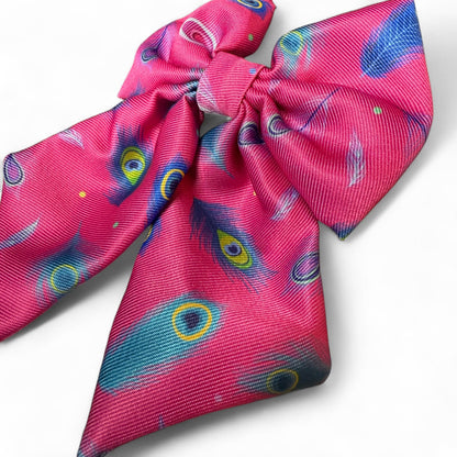 Peacock Power Sailor Bow – Bold, Beautiful & Pretty in Pink - The Bark Market