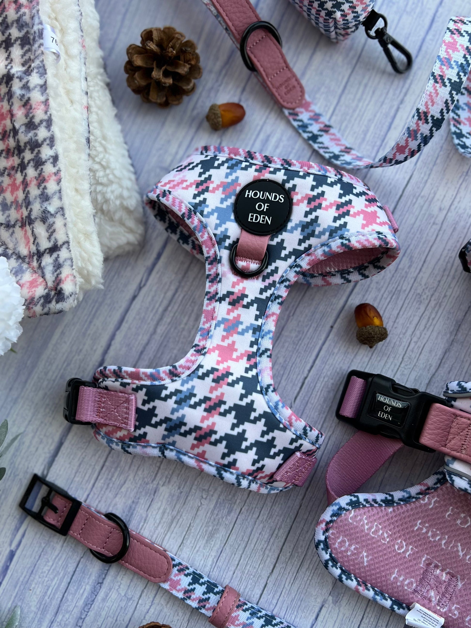 Pink Houndstooth Dog Harness (XXS-XS) - The Bark Market